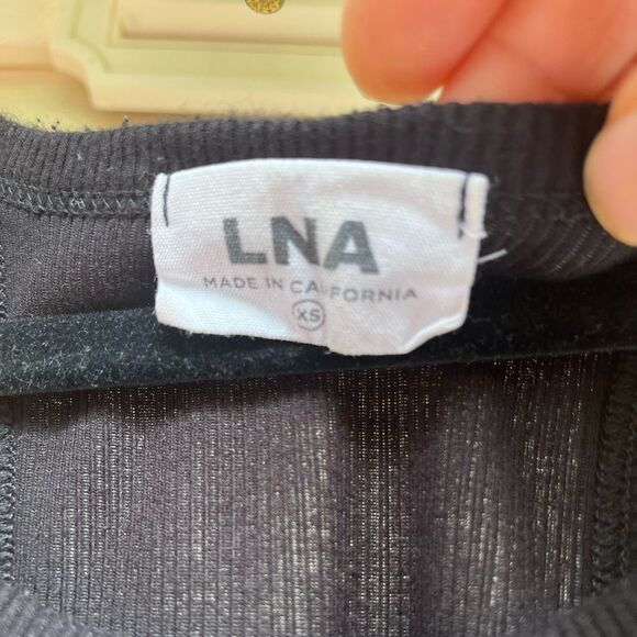 LNA by Revolve black ribbed tank top, deep cut shoulders, oval hem, size  XS - Picture 2 of 7